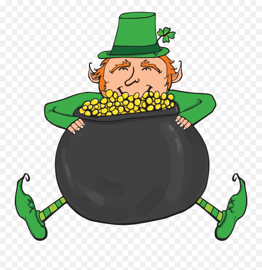 Leprechaun And Pot Of Gold Clipart - Irish Leprechaun Shamrock Emoji,Pot Of Gold Clipart