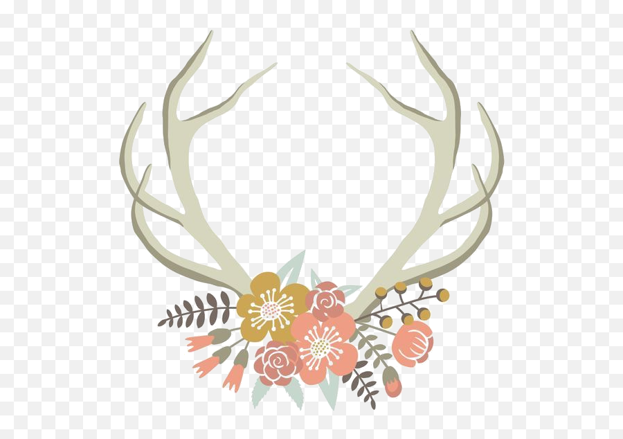Deer Antler Horn Floral Design Clip Art - Deer Png Download Antler Floral Clip Art Emoji,Antlers Clipart
