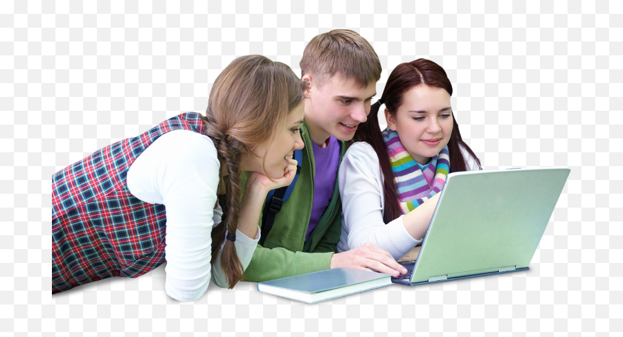 Download A Group Of Older Students Having Fun Coding - Student And Laptop Png Emoji,Coding Png