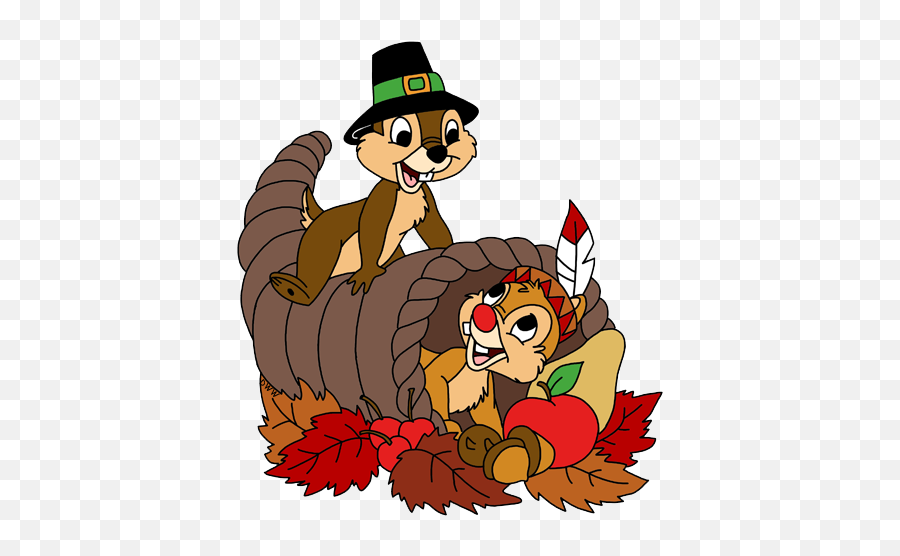 Disney Thanksgiving - Chip N Dale Thanksgiving Emoji,Cornucopia Clipart