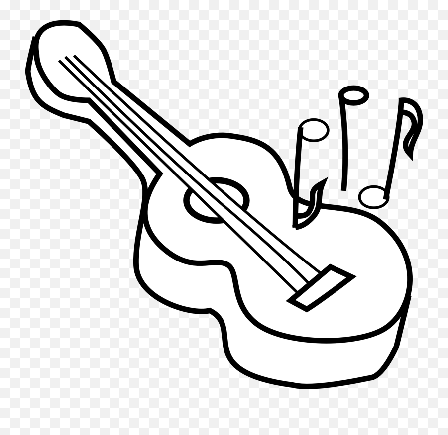 Guitar Clipart Black And White - Guitar Clipart Black And White Emoji,Guitar Clipart Black And White
