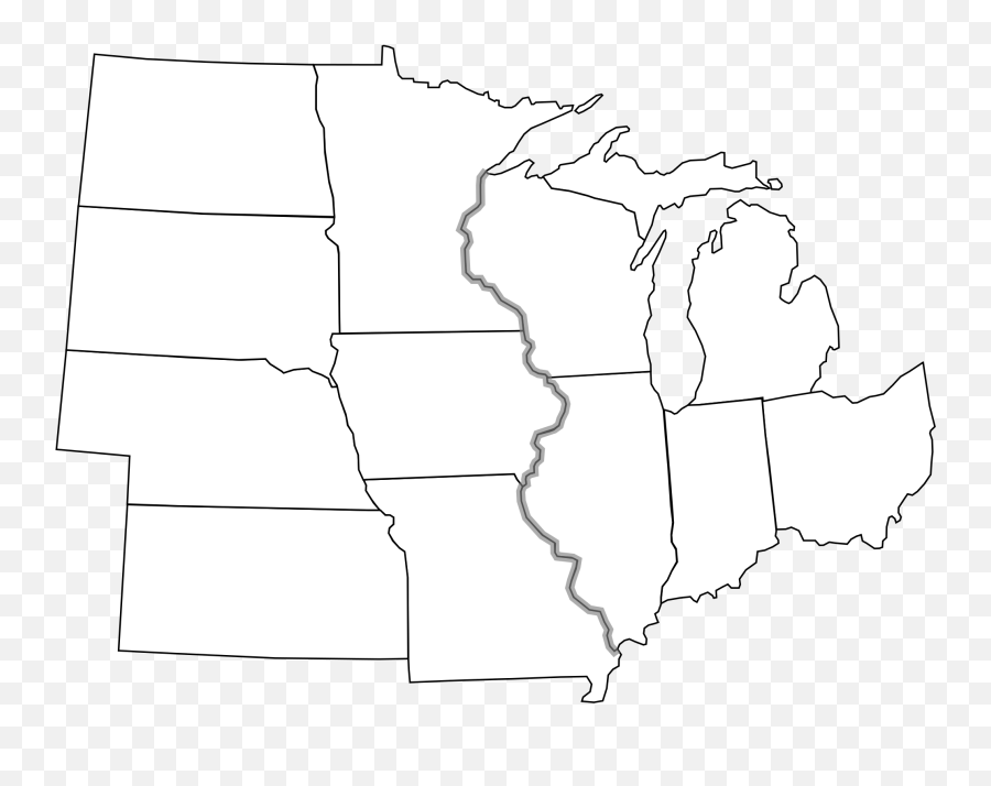 States Vector Blank - Blank Map Of The Midwest Transparent Great Lakes Emoji,United States Clipart
