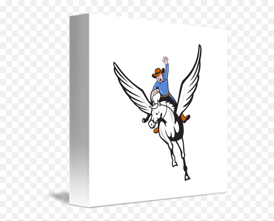 Cowboy Riding Pegasus Flying Horse Cartoon By Aloysius Patrimonio Emoji,Winged Horse Logo