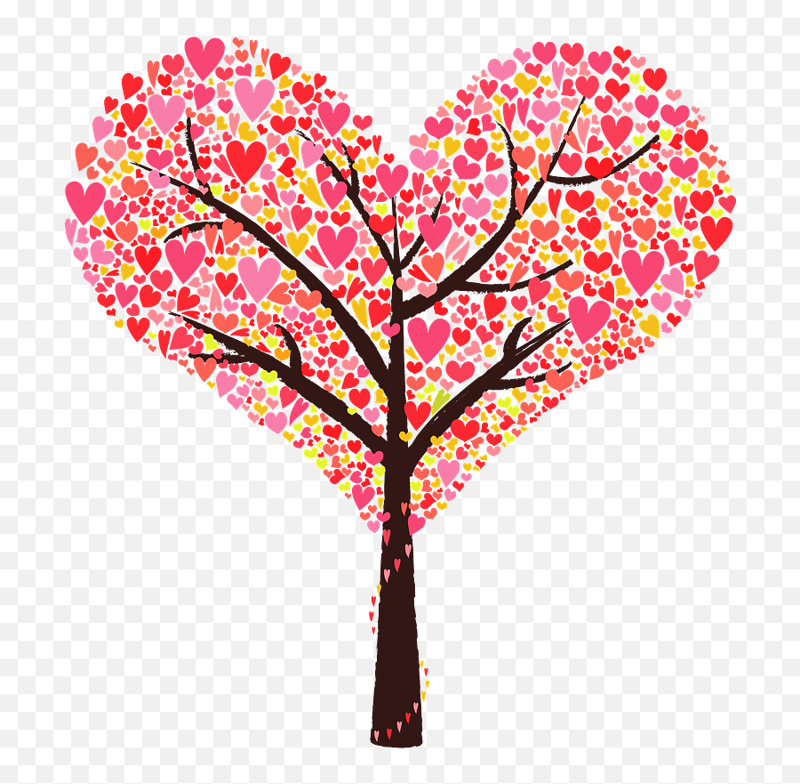 Tree With Heart Shaped Leaves In A Heart Shape Clipart Free - Girly Emoji,Shape Clipart