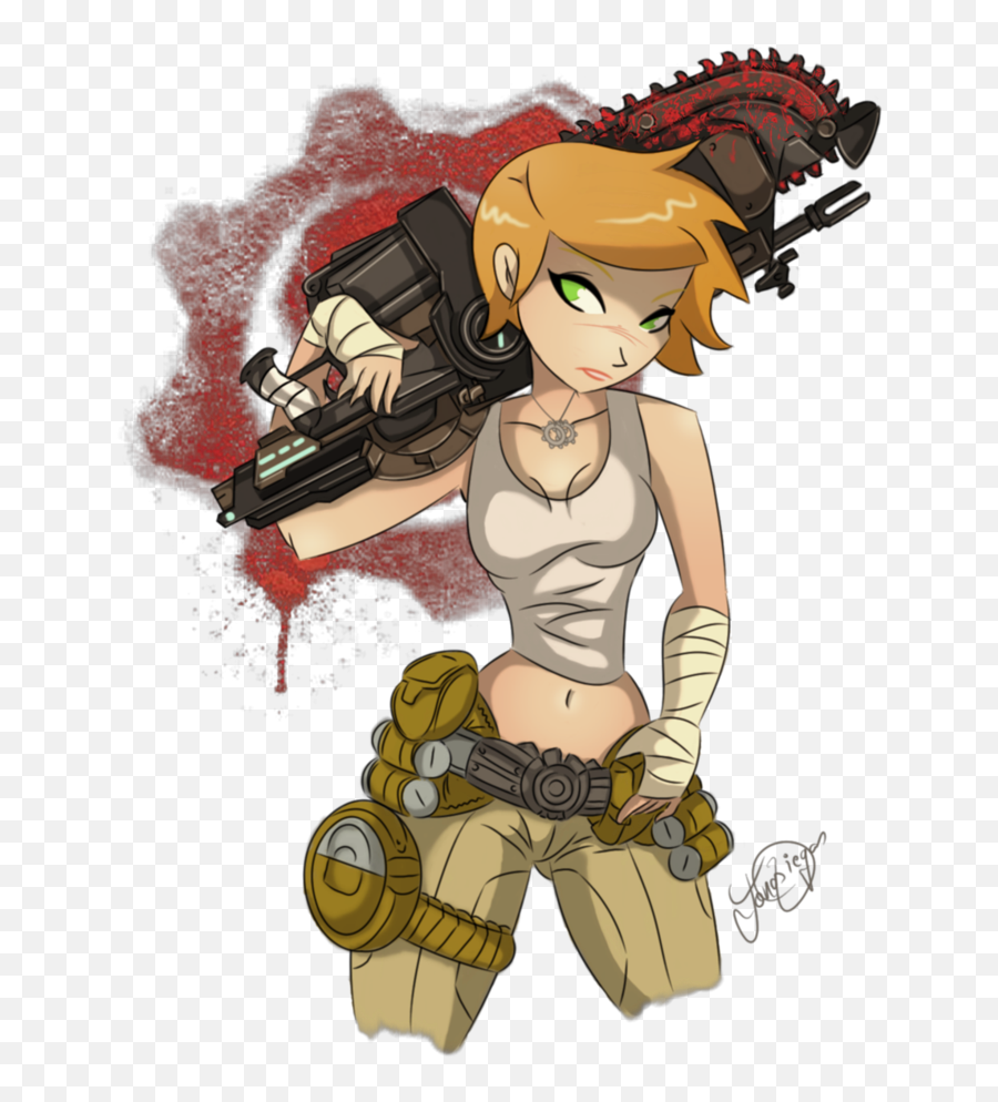 Download Gears Of War Clipart Cog - Cartoon Png Image With Gears Of War Cog Girl Emoji,War Clipart