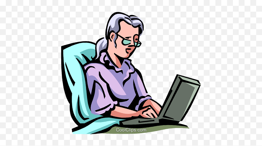 Woman Lying In Bed Working On Computer Royalty Free Vector - Working From Bed Clipart Emoji,Working Clipart