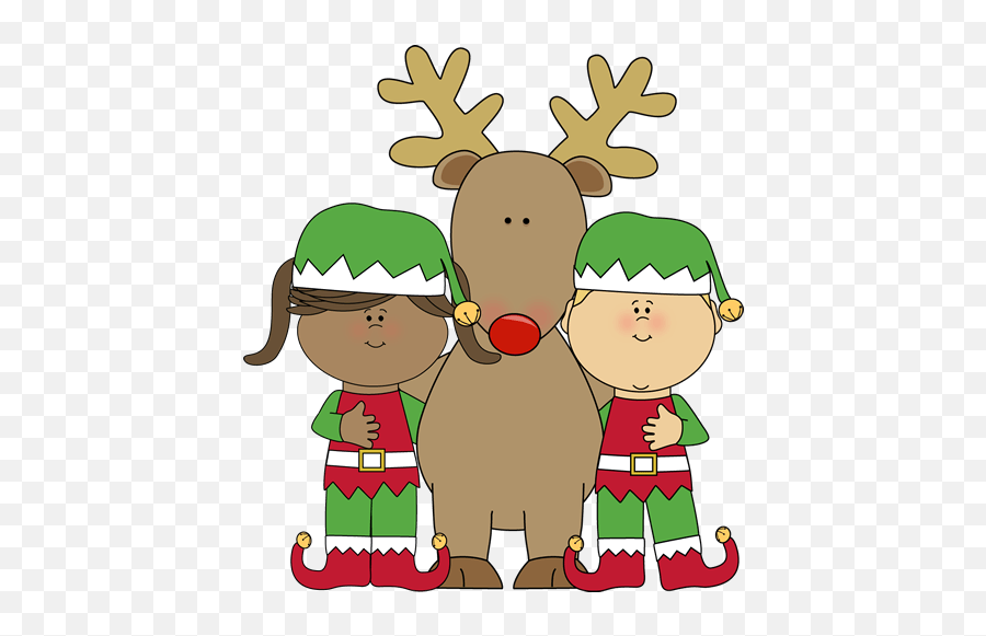 Elves And Reindeer Clipart Transparent - Reindeer Elf Clipart Emoji,Reindeer Clipart