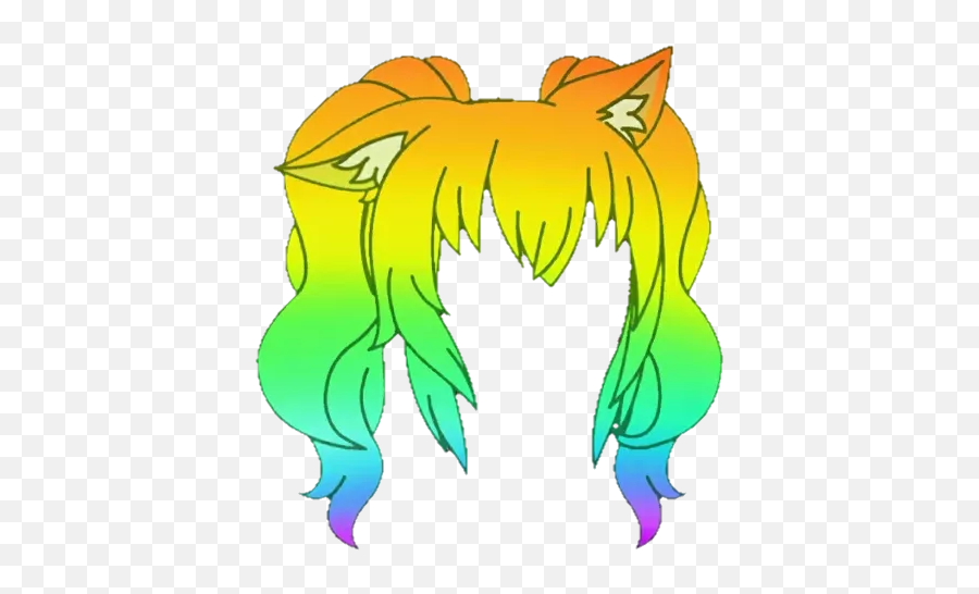 Rainbow Hair Anime Hair Png - Gacha Life Hair Green Screen Emoji,Cartoon Hair Png