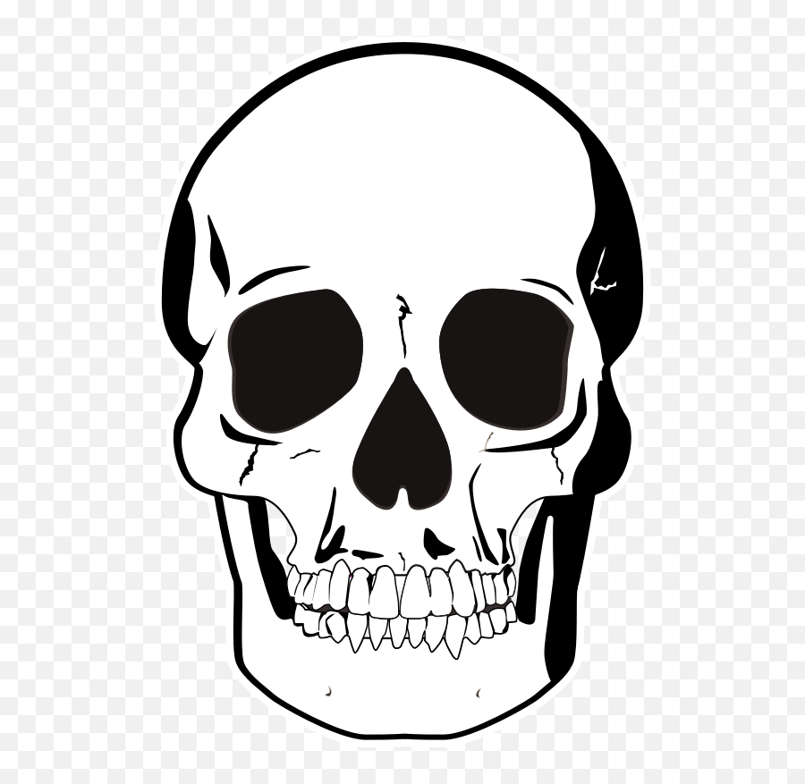 Black U0026 White Skull - Openclipart Emoji,White Skull Png