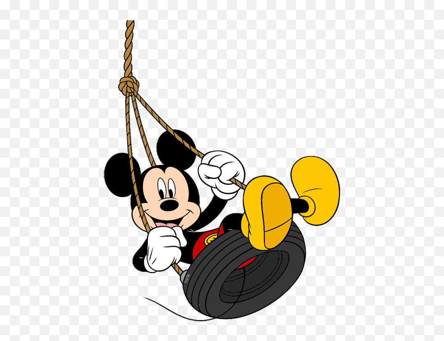Mickey Having Lots Of Fun In The Tire Swing Mickey Mouse - Mickey Mouse Swinging Emoji,Swing Clipart