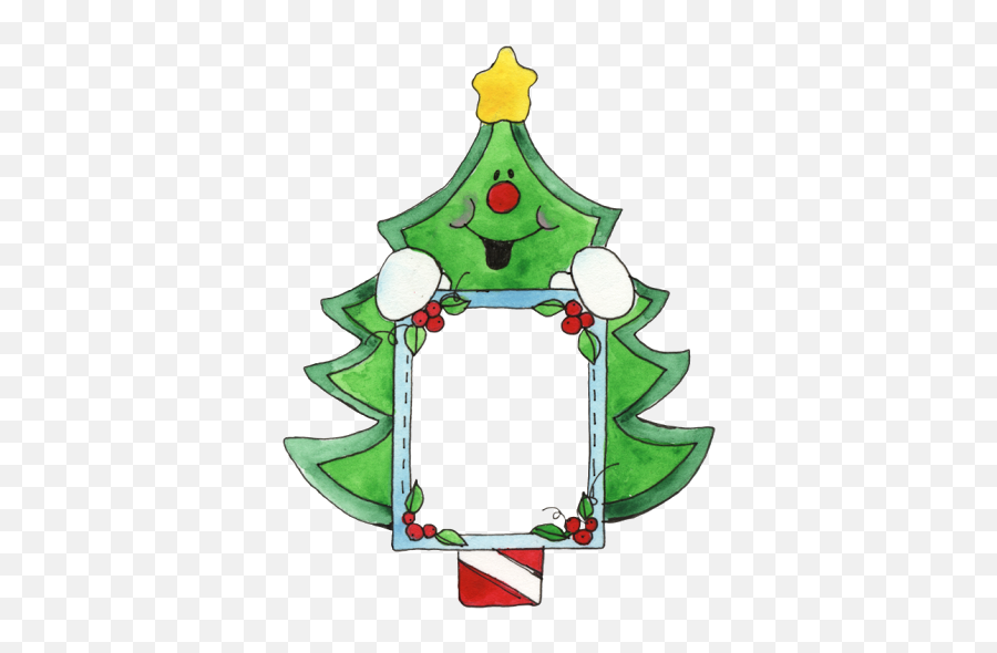 Christmas Clipart - Marcos De Arboles De Navidad 391x509 Christmas Tree Photo Frame Clipart Emoji,Navidad Png