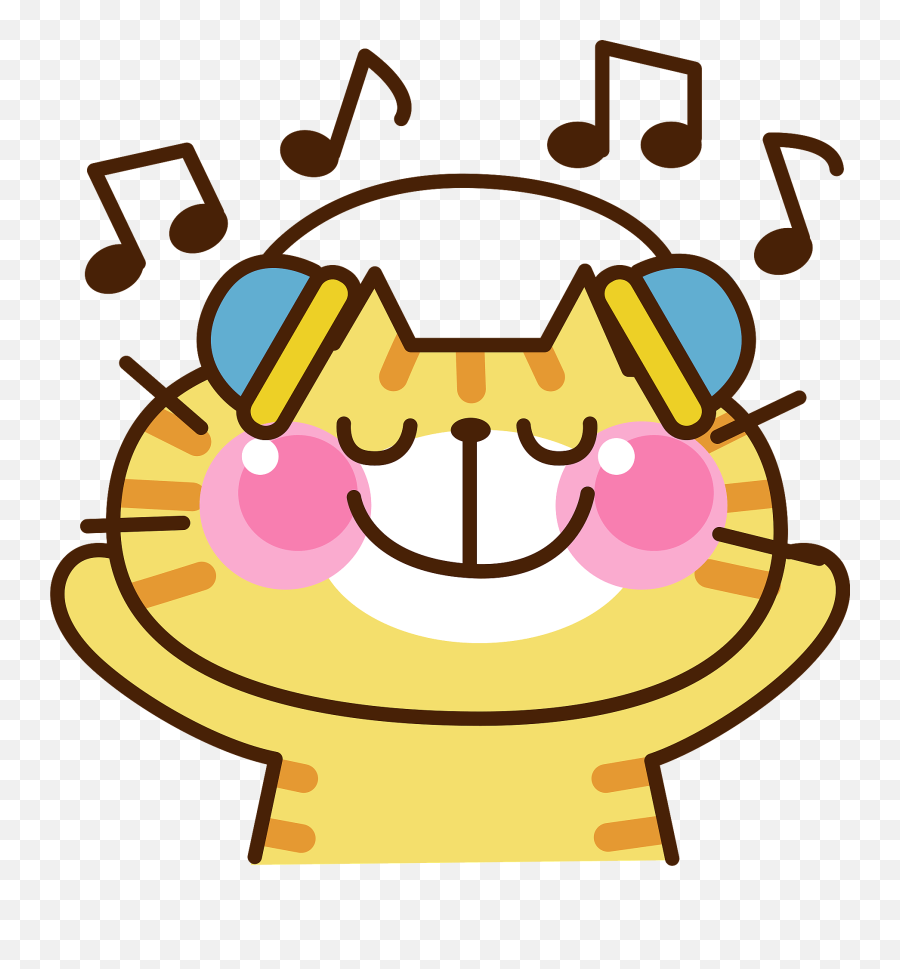 Cat Listening Music Clipart - Cat Listening To Music Png Emoji,Music Clipart