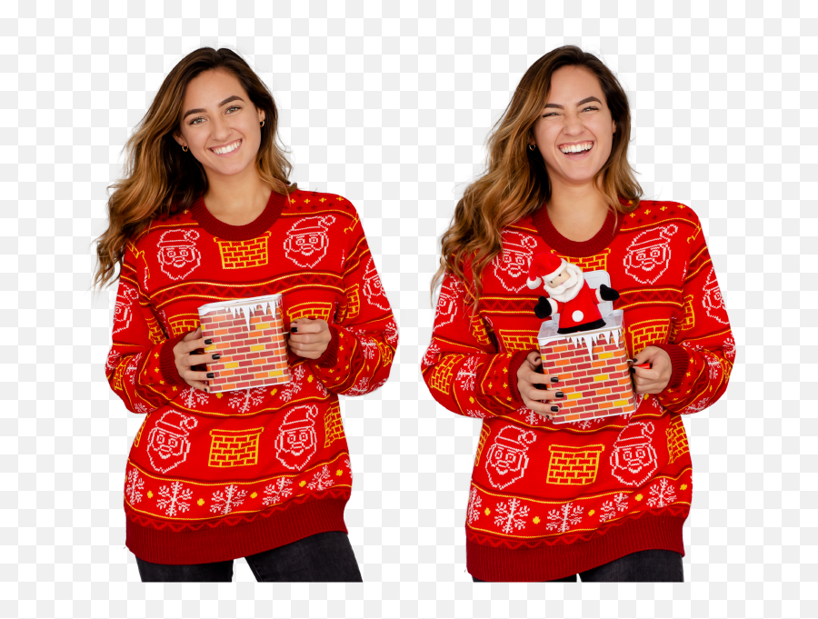 Jack In The Box Santa Claus Adult Red 3d Ugly Christmas Sweater Emoji,Jack In The Box Png