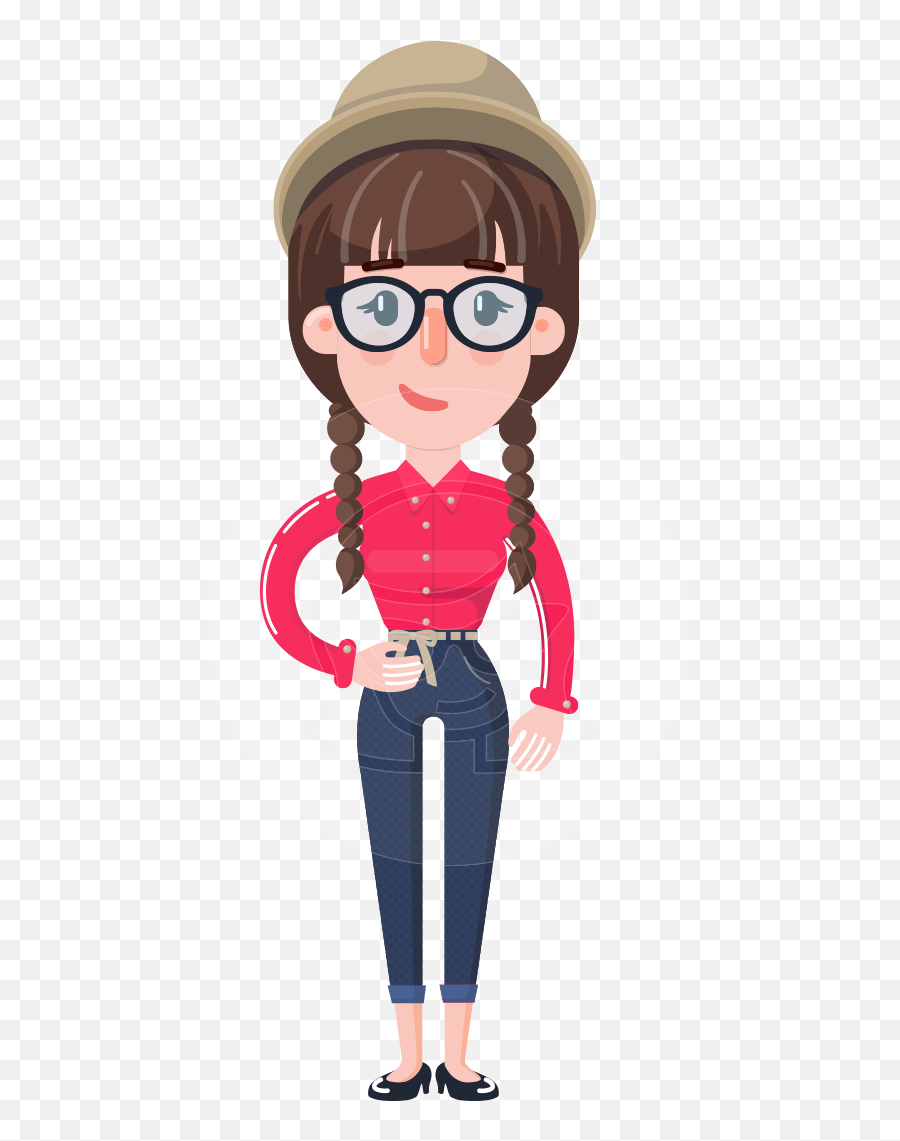 Flat Fashionable Girl With Braids And A Hat Graphicmama Emoji,Braid Clipart