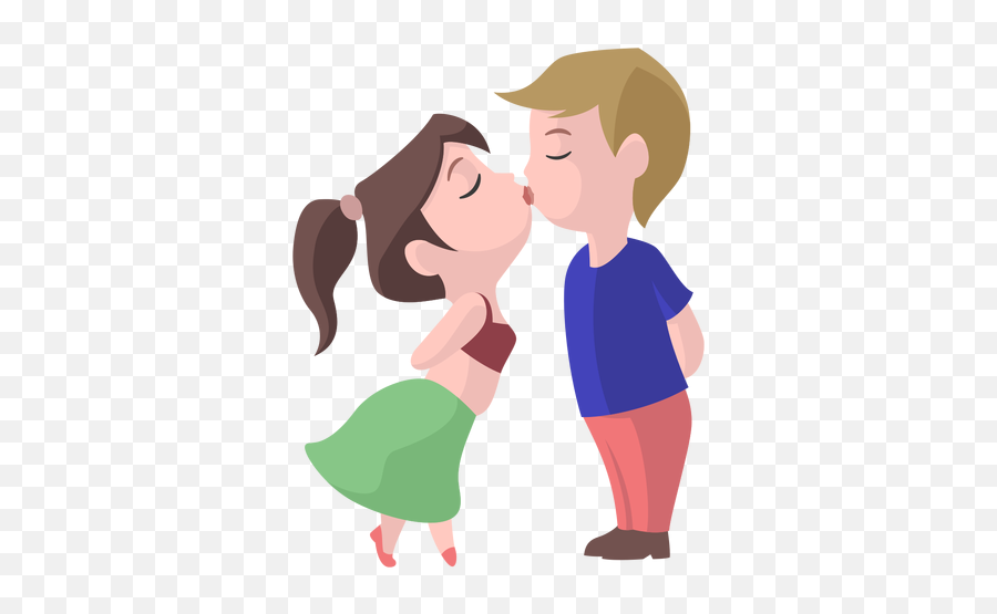 Boy Girl Kiss Flat - Boy Kiss Girl Png Emoji,Kissing Png