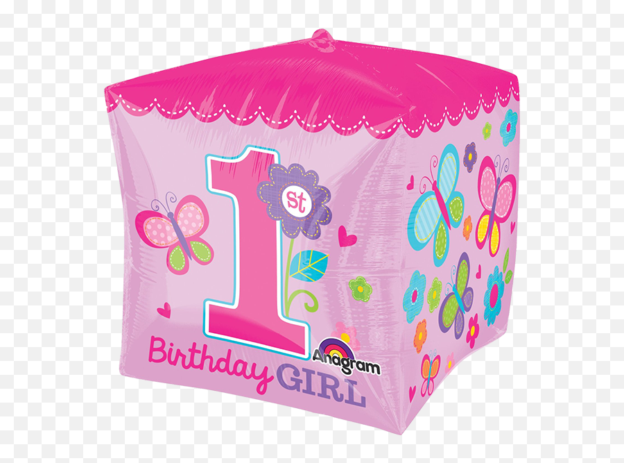 1st Birthday Girl Cube Balloon U2013 Balloonatics Designs Emoji,Birthday Girl Png