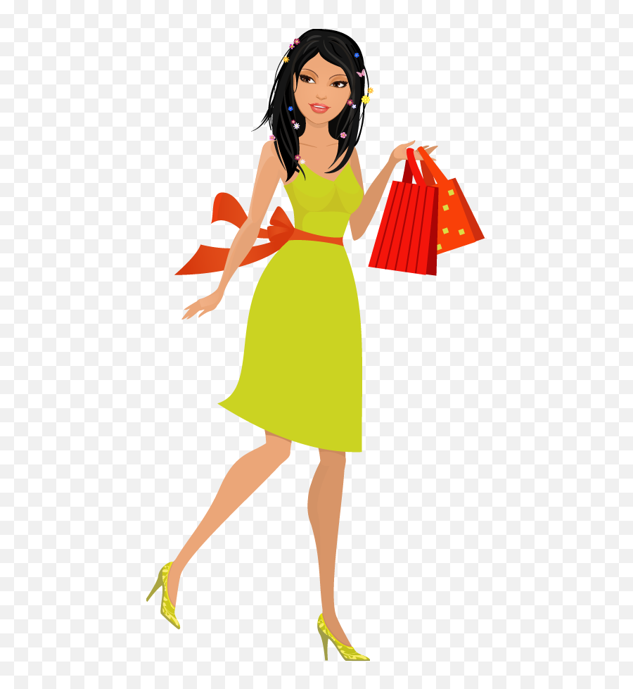 Shopping Bag Clipart Pretty Girl - Young Woman Cartoon Young Women Cartoon Emoji,Shopping Bag Clipart