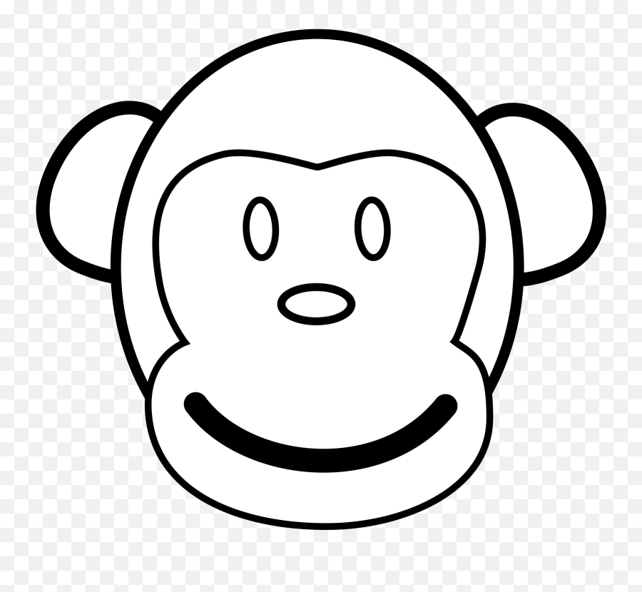 Monkey Clip Art Coloring Pages Black - Monkey Head Clipart Black And White Simple Emoji,Monkey Clipart Black And White