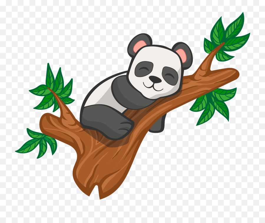 Giant Panda Sleeping In A Tree Clipart Free Download - Cartoon Panda With A Tree Emoji,Panda Clipart