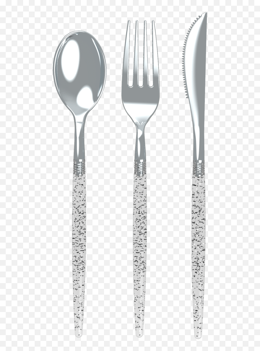 Silver Glitter Two Tone Cutlery Set 32 Pieces - Fork Emoji,Silver Glitter Png