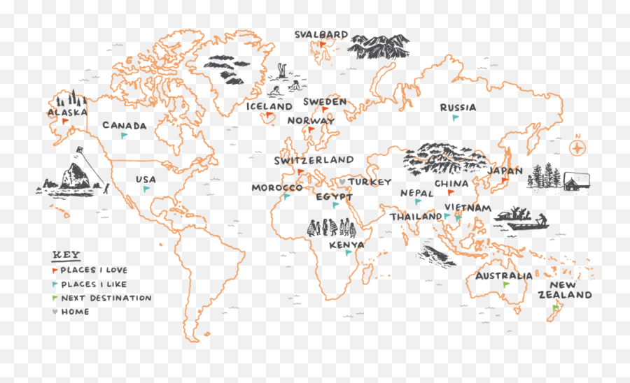 Illustrated Maps U2014 Kat Marshello - Dot Emoji,World Map Png