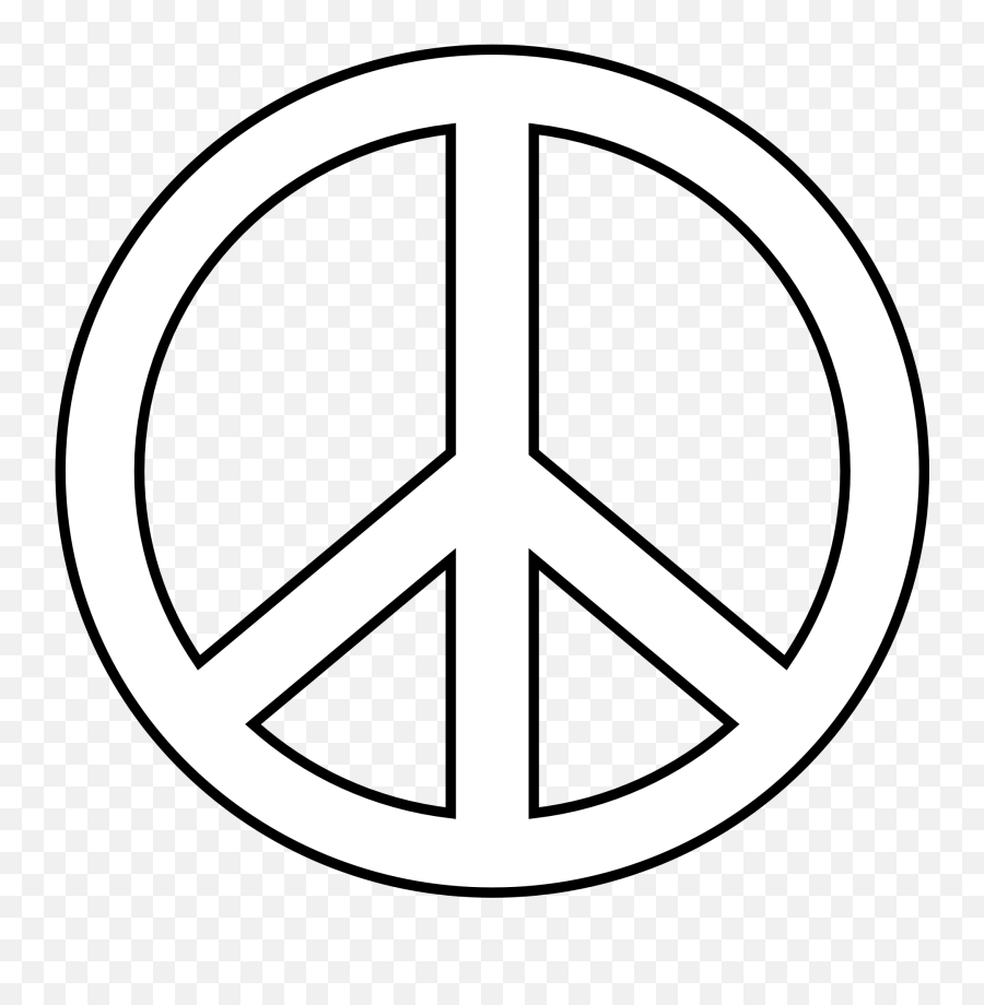 Peace Sign 24 Black White Line - White Peace Sign Jpg Emoji,Line Clipart