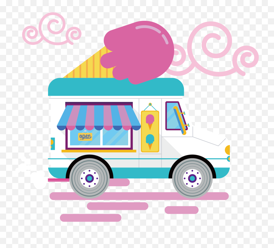 Ice Cream Van Car Big Gay Driving - Transparent Ice Cream Truck Png Emoji,Ice Cream Truck Clipart