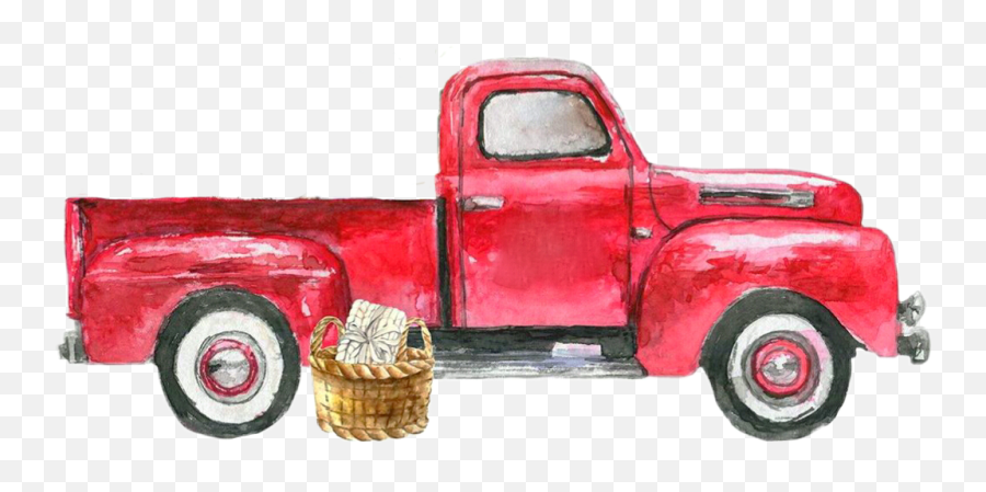 Watercolor Truck Vehicle Ford Sticker By Stephanie Emoji,Red Truck Clipart