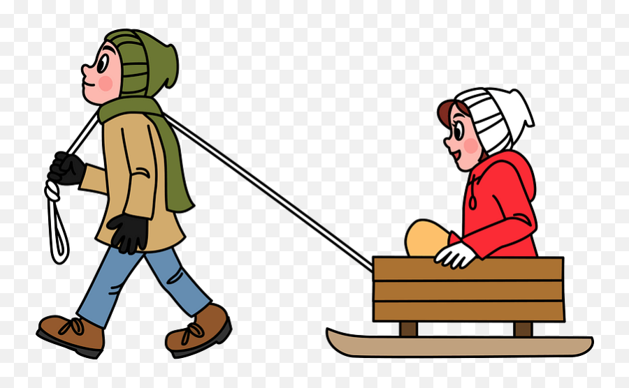 Man Is Pulling Woman - Person Pulling A Sled Clipart Emoji,Sledding Clipart