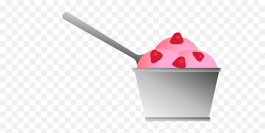 Ice Cream With Strawberries In A Dish With A Spoon Clip Art - Strawberry Ice Cream Cup Clipart Emoji,Ice Cream Scoop Clipart