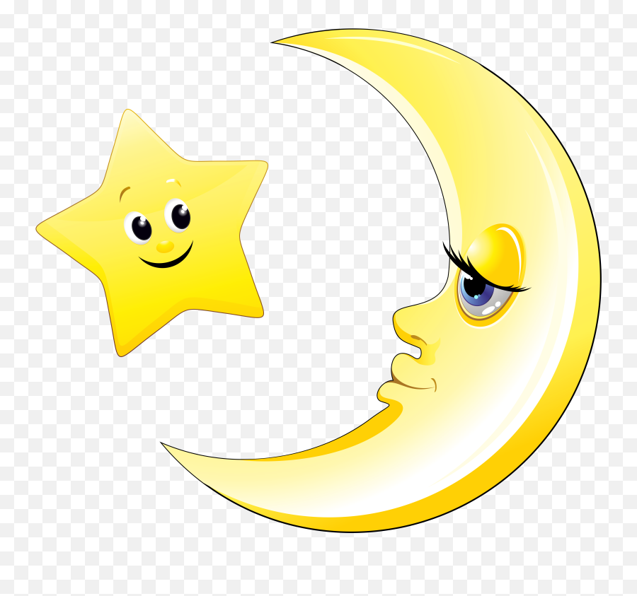 Moon Emoji Png - Moon And Star Clipart 47099 Vippng Cartoon Moon And Stars Clipart,Star Clipart