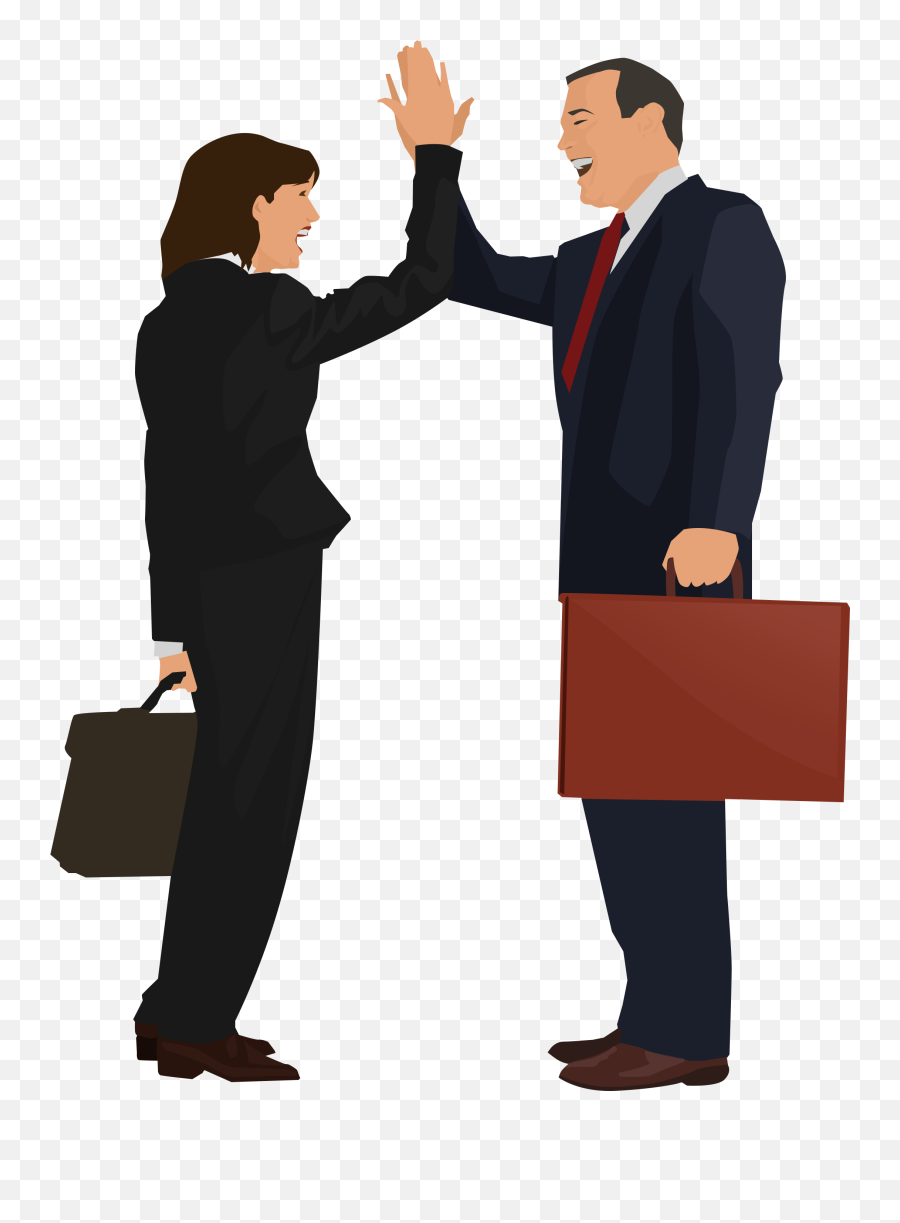 Business People High Fiving - 2 People High Five Two People High Fiving Emoji,High Five Clipart