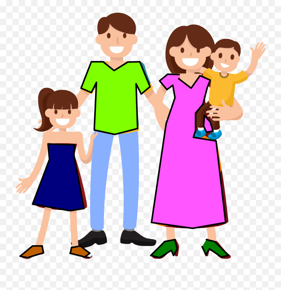 Family With Two Kids - Family Clipart Png Download Full Transparent Family Clipart Emoji,Family Clipart