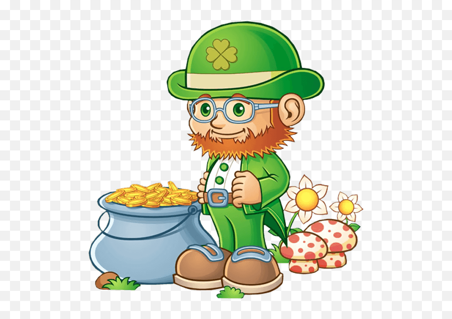 Leprechaun With Pot Of Gold Png Clipart - Cute Leprechaun Pot Of Gold Emoji,Pot Of Gold Clipart
