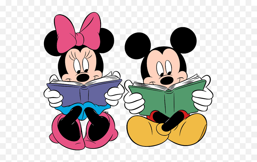 Download Mickey Minnie Reading - Mickey And Minnie Mouse Emoji,Mickey And Minnie Png