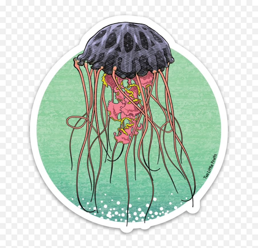 Download Jellyfish Large Die Cut Sticker Sticker - Sticker Bioluminescence Emoji,Jellyfish Transparent Background