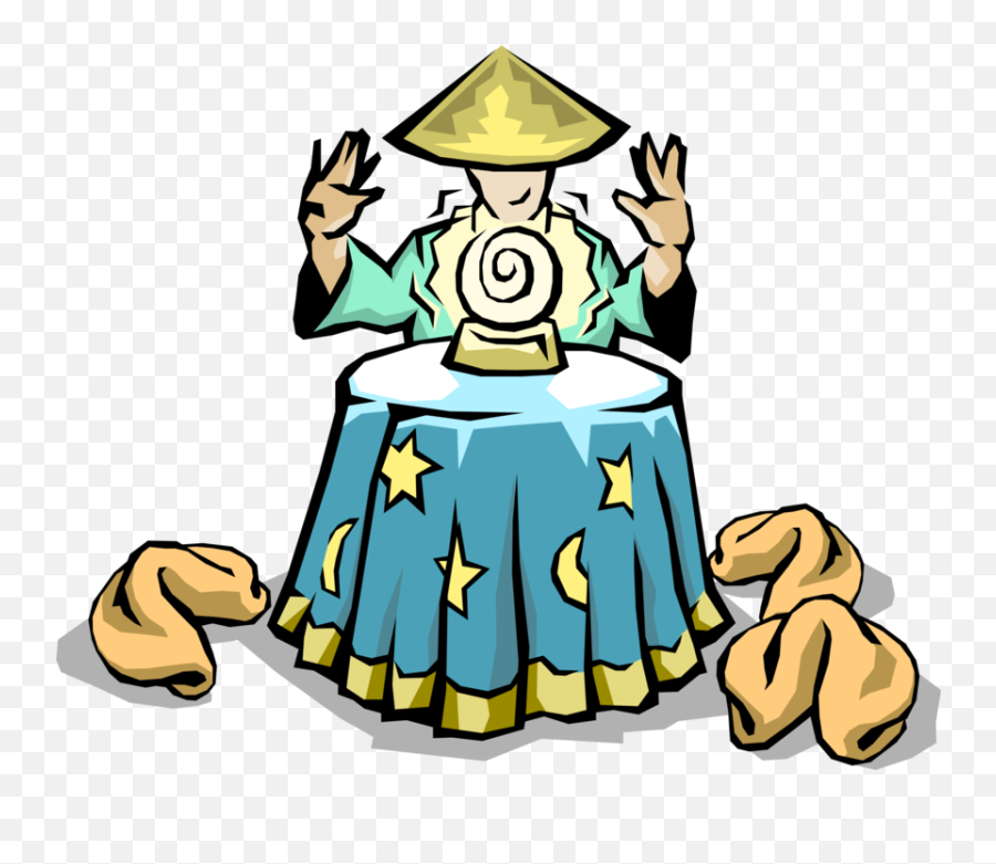 Vector Illustration Of Chinese Fortune Teller With - Fortune Emoji,Fortune Cookie Png