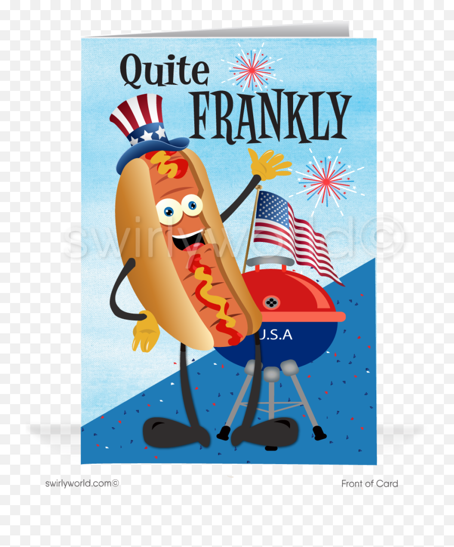 Funny Hot Dog Happy 4th Of July Cards For Business Emoji,Corndog Clipart