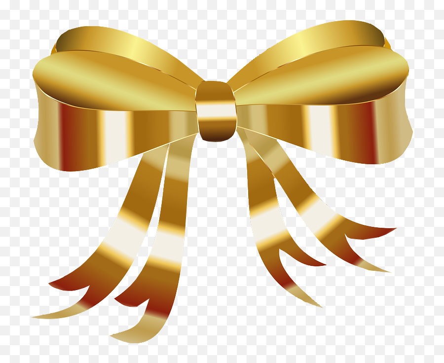 Transparent Gold Christmas Bow - Gold Transparent Background Gift Ribbon Png Emoji,Christmas Bow Clipart