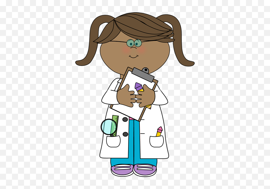 Girl Scientist With Clipboard - Clip Art Kid Science Emoji,Science Clipart
