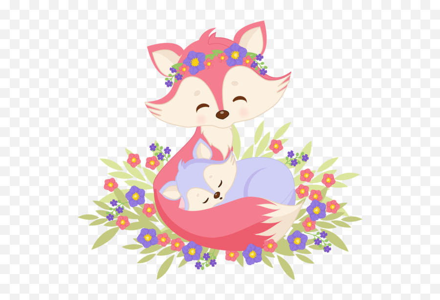 Cartoon Animal Png - Sublimation Transfer Animal Mom And Baby And Mother Animal Cartoon Emoji,Fox Clipart