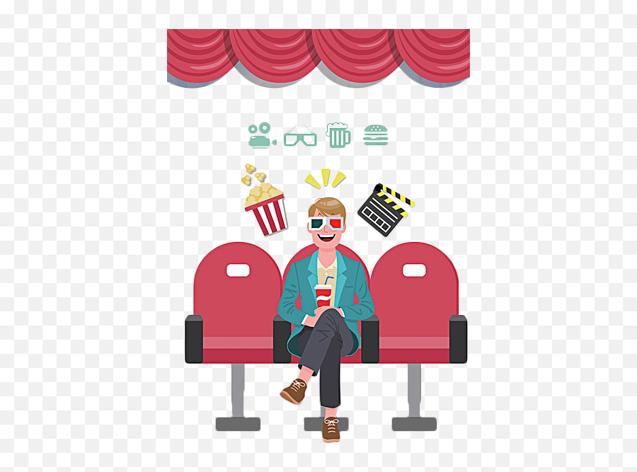 Movie Clipart Cine - Man Watching Movie Cartoon Png Emoji,Movie Clipart