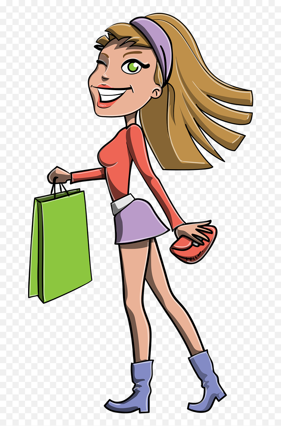 Stylish Girl Png Vector Character - Blonde Girl Cartoon Png Emoji,Shopping Bags Clipart