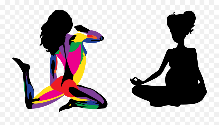 2 Females Posing And Sitting - Female Clipart Full Size Stretches Emoji,Female Clipart