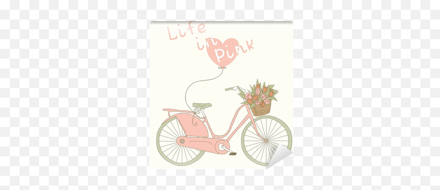 Valentine Card With Pink Bicycle Life In Pink Color Wall Emoji,Tandem Bike Clipart