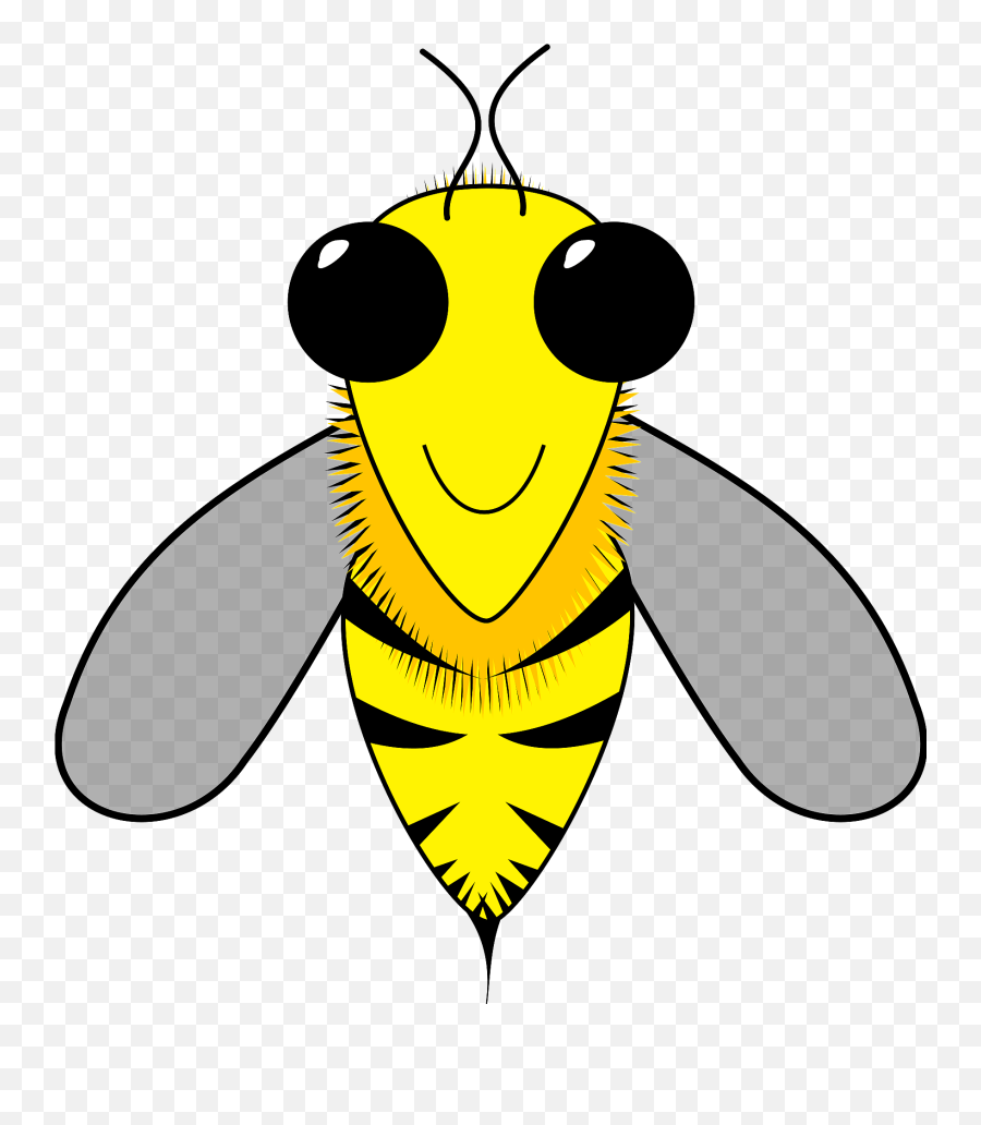 Smiling Bee With Big Black Eyes Clipart Free Download - Bees Emoji,Beehive Clipart