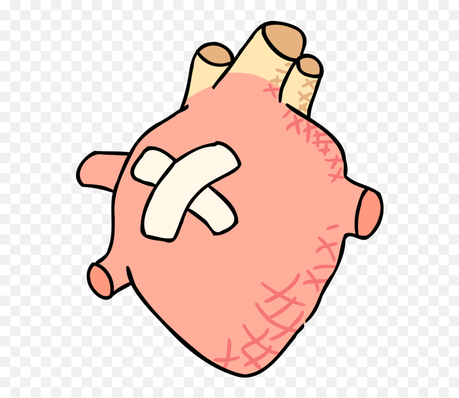 Vector Illustration Of Human Heart With Band - Aid Vector Language Emoji,Human Heart Clipart