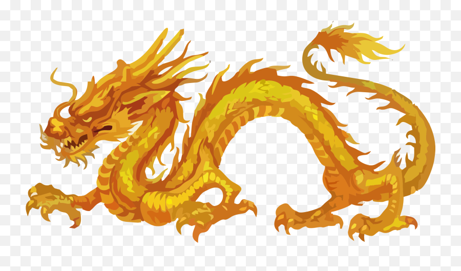 Large Golden Dragon Vector Material Png Emoji,Japanese Dragon Png