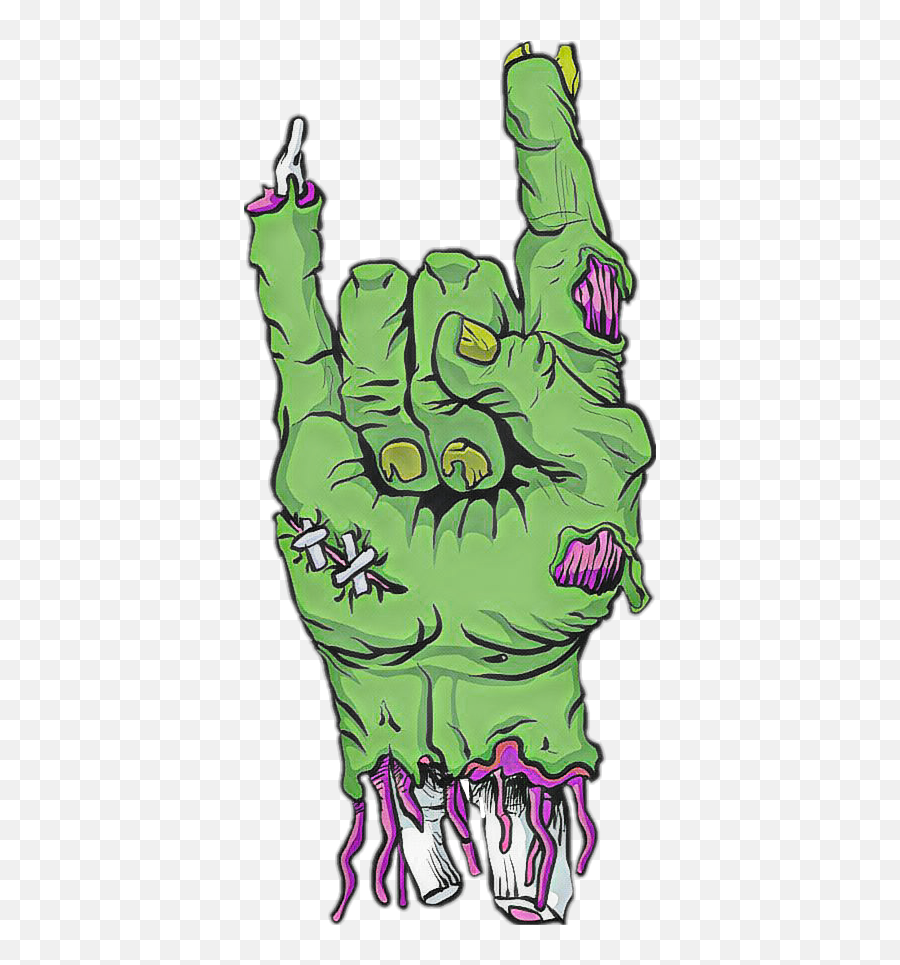 Hand Devil Horns Zombie Sticker Zombie Hand Devil - Rock Zombie Hand Png Emoji,Devil Horns Png