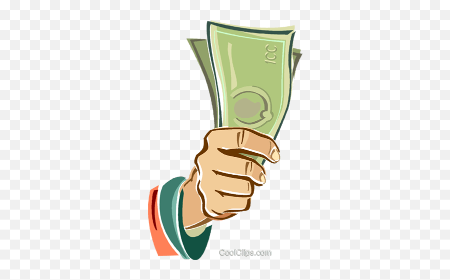 Hand With Dollar Bill Royalty Free Vector Clip Art - Manos Con Billetes Png Emoji,Dollar Bill Clipart